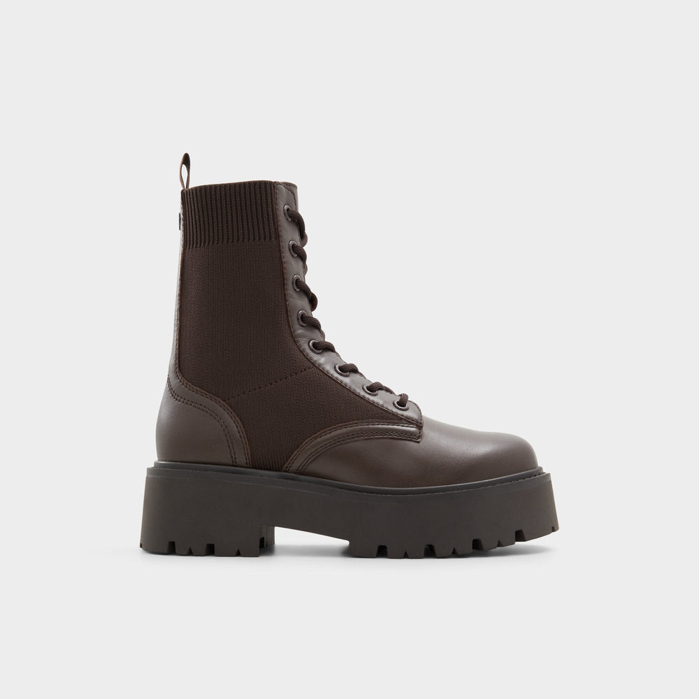 Aldo | Talaleryknit Brown Overflow Women's Combat boots - Combat ankle boot, Brown