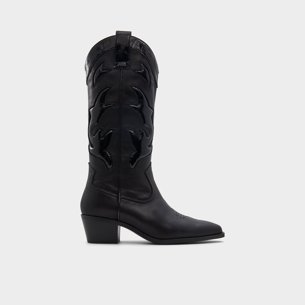 Aldo | Nebraska Black Women's Western - Mid-calf western boot, Block heel
