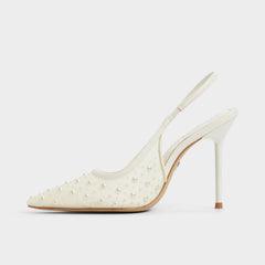 Aldo | Pearlescent Other White Textile Mesh Women's Slingbacks - Slingback heel