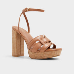 Aldo | Valaberel Medium Brown Women's Platform sandals - Strappy heeled sandal, Platform