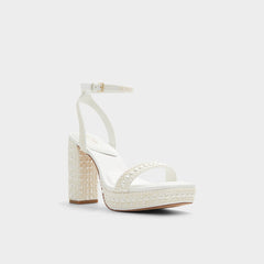 Aldo | Lulu White Women's Strappy sandals - Strappy heeled sandal, Block heel