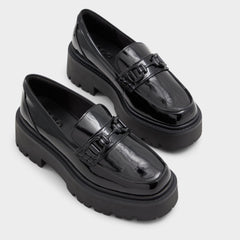 Aldo | Oneameth Black Synthetic Patent Women's Loafers & Oxfords - Loafer, Lug sole