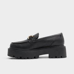 Aldo | Oneameth Black Synthetic Smooth Women's Loafers & Oxfords - Loafer, Lug sole