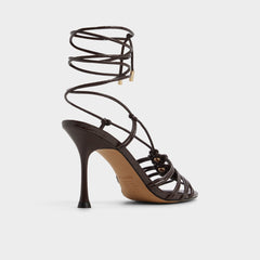 Aldo | Curacao in Dark Brown - Strappy heeled sandal, Stiletto heel