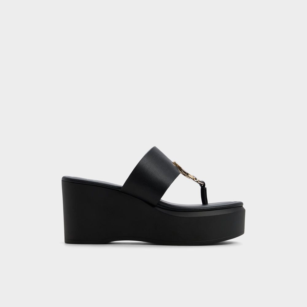 Aldo | Friegan in Black - Slide sandal, Wedge heel