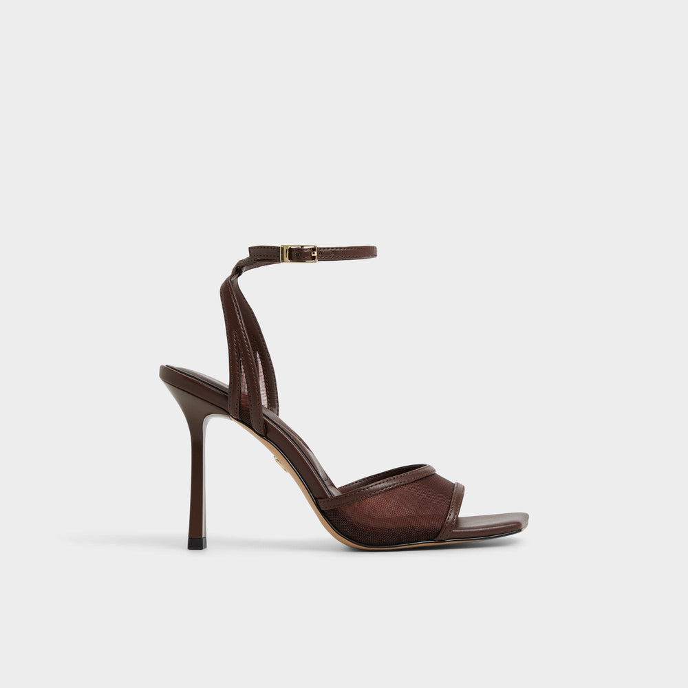 Aldo | Sharra in Dark Brown - Strappy heeled sandal, Stiletto heel