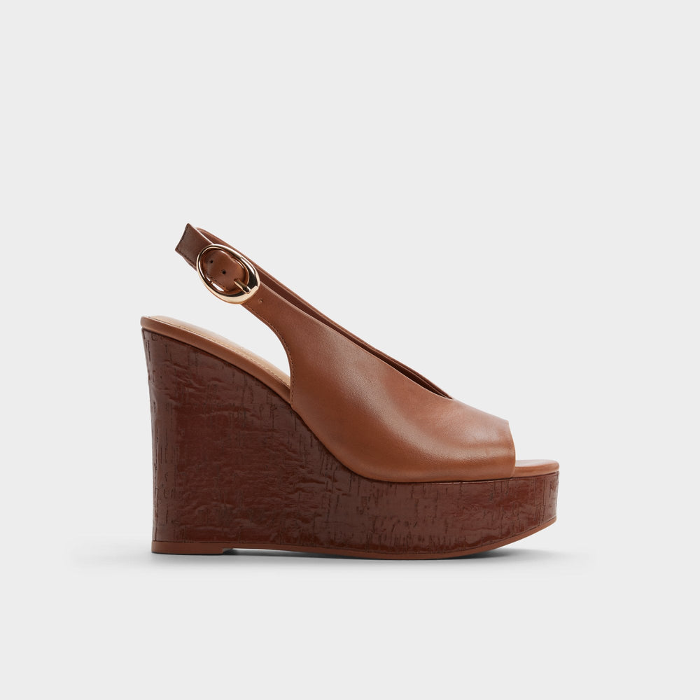 Aldo | Tatianah in Dark Brown - Sling back heeled sandal, Wedge heel