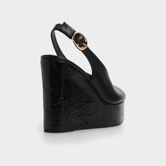 Aldo | Tatianah in Black - Sling back heeled sandal, Wedge heel