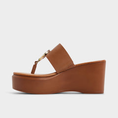 Aldo | Friegan in Medium Brown - Slide sandal, Wedge heel