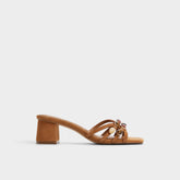 Aldo | Jemstone in Medium Brown - Strappy heeled sandal, Block heel