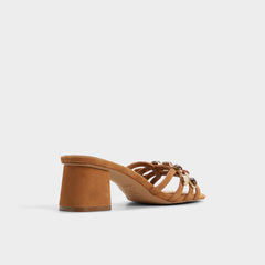Aldo | Jemstone in Medium Brown - Strappy heeled sandal, Block heel