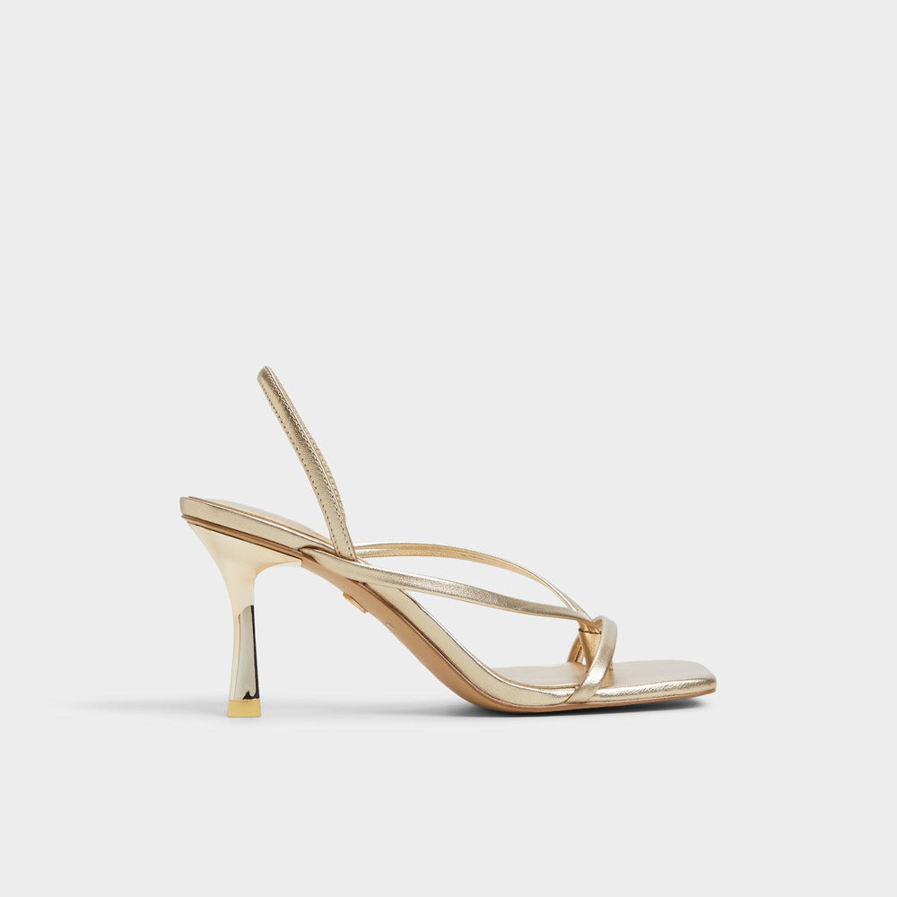 Aldo | Riva Gold Women's Strappy sandals - Sling back heeled sandal, Stiletto heel