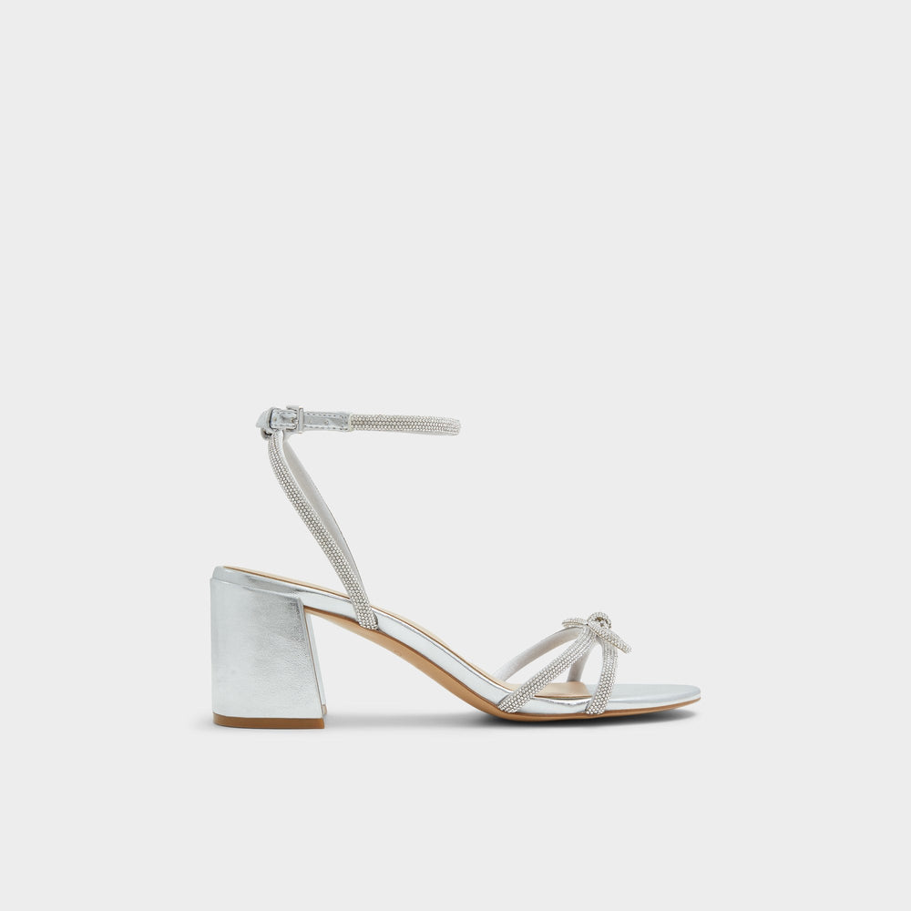 Aldo | Bouclette Silver Women's Block heels - Strappy heeled sandal, Block heel
