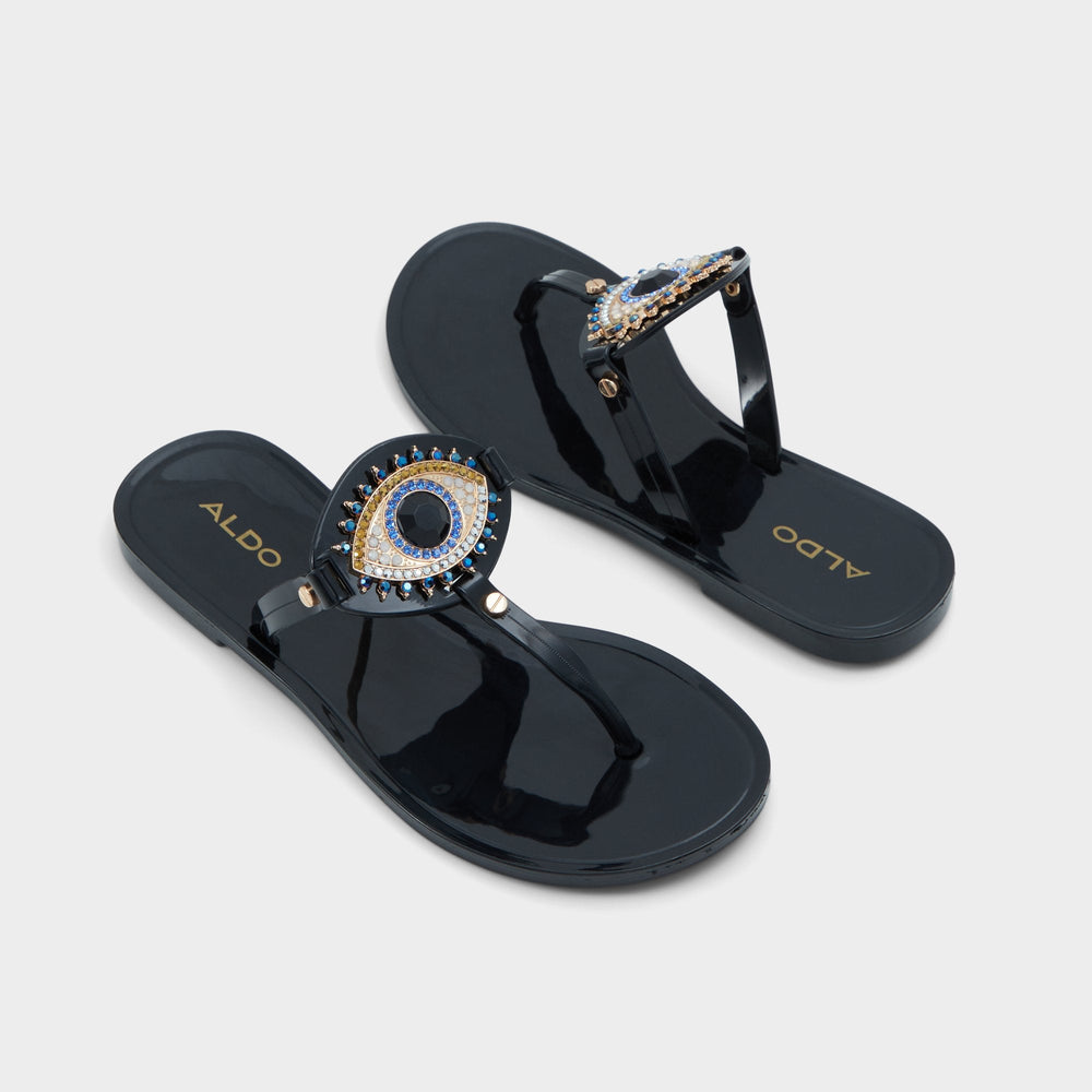 Aldo | Ebariel Black/Gold Multi Women's Jelly Sandals & Flip Flops - T-strap sandal