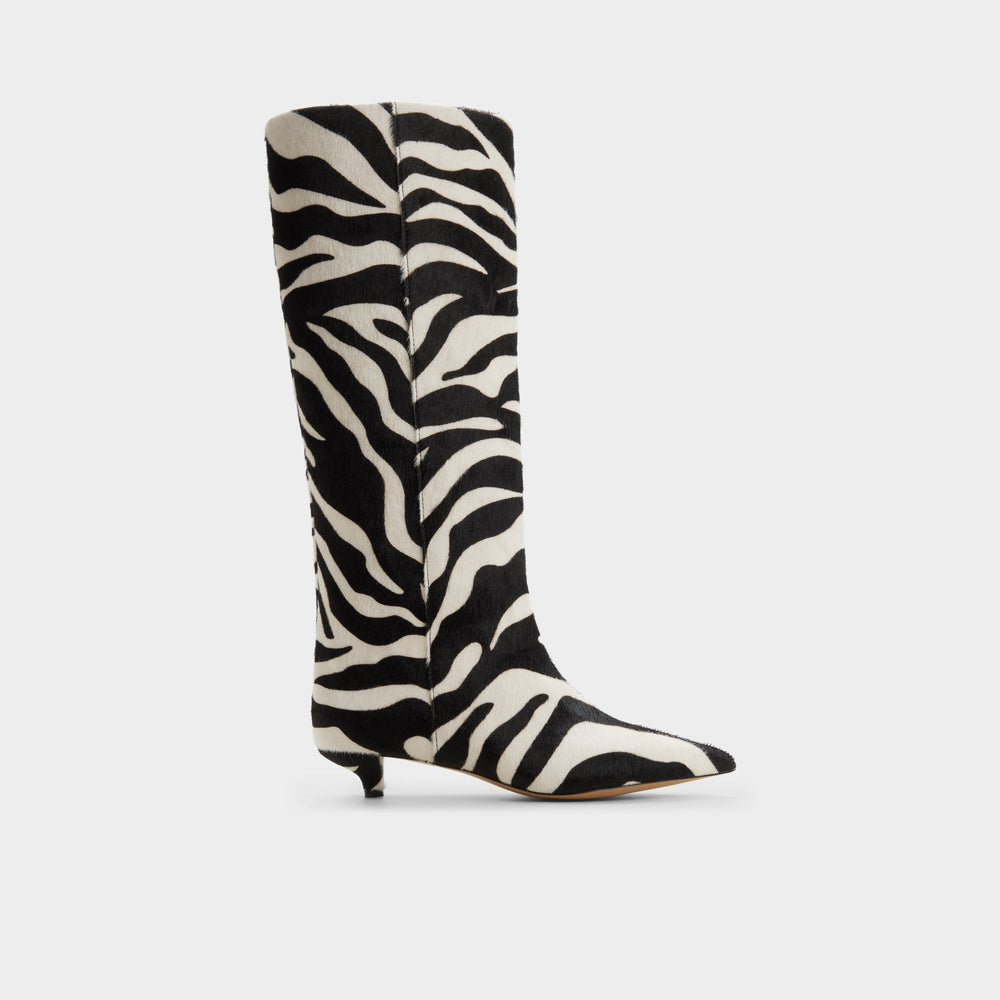Aldo | Gabelia in White Black - Knee-high boot, Kitten heel