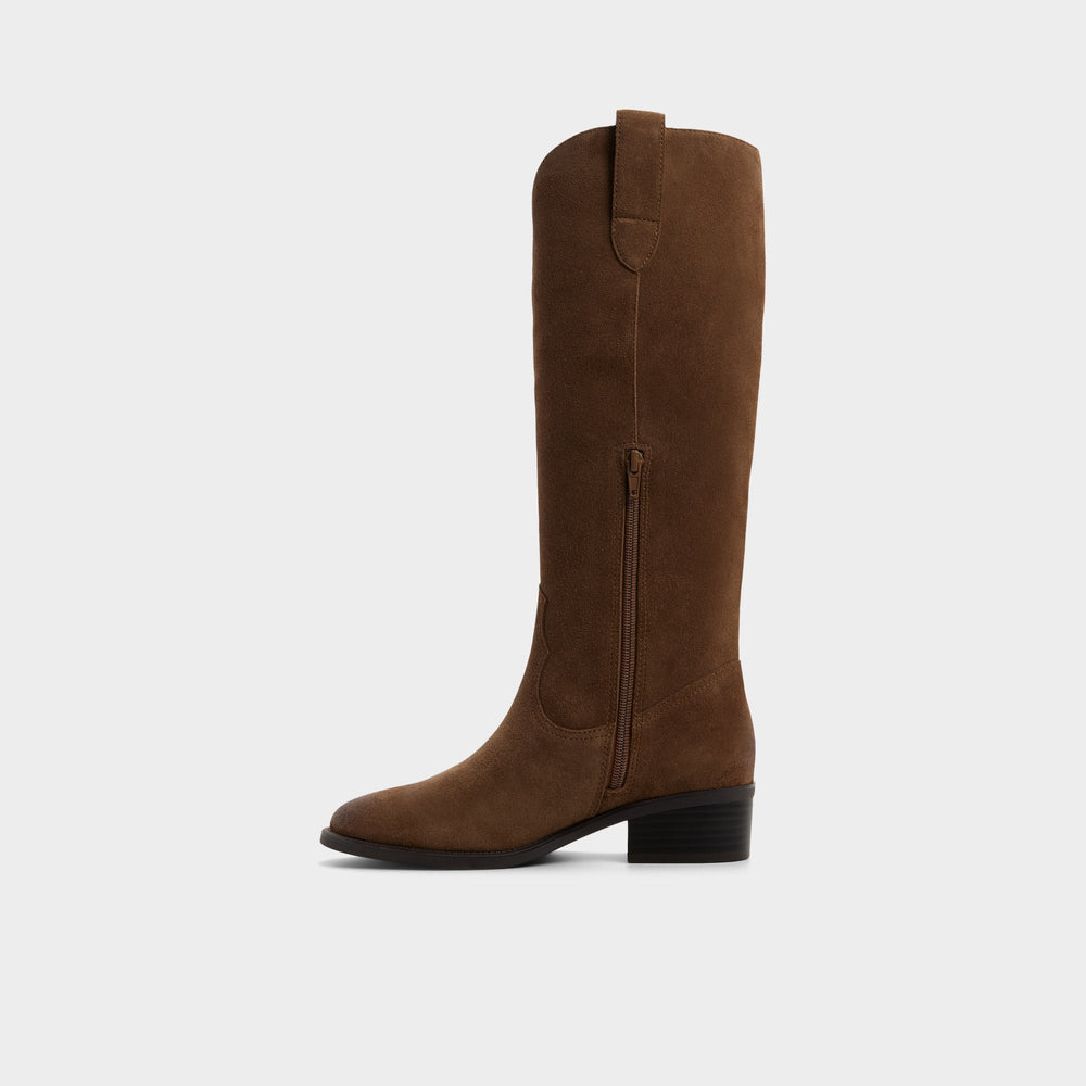 Aldo | Kaydia in Dark Brown - Knee-high western boot, Block heel