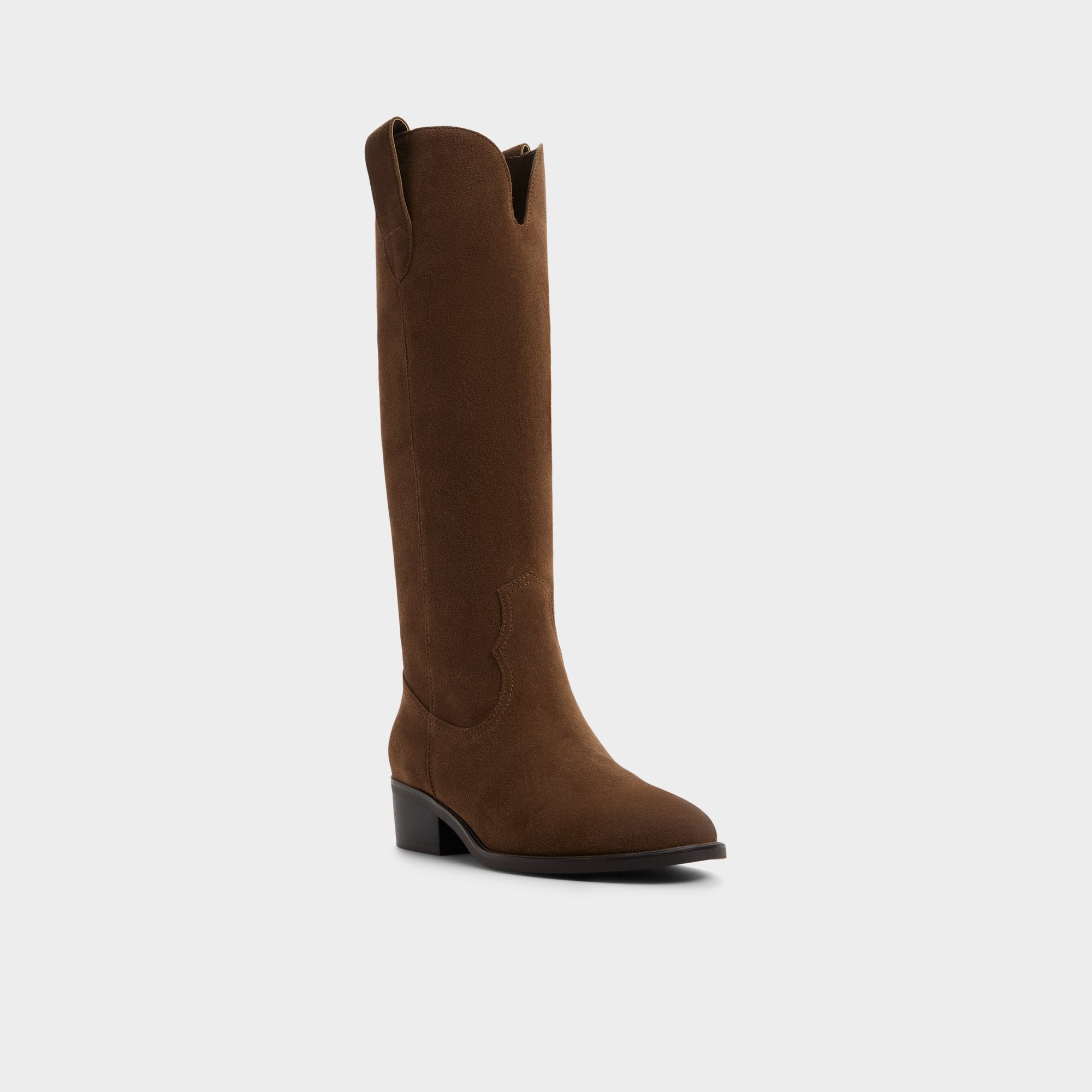 Aldo | Kaydia in Dark Brown - Knee-high western boot, Block heel