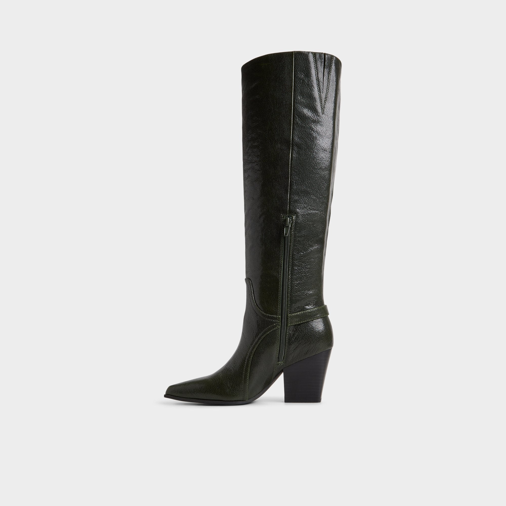 Aldo | Saddle in Dark Green - Knee-high boot, Block heel
