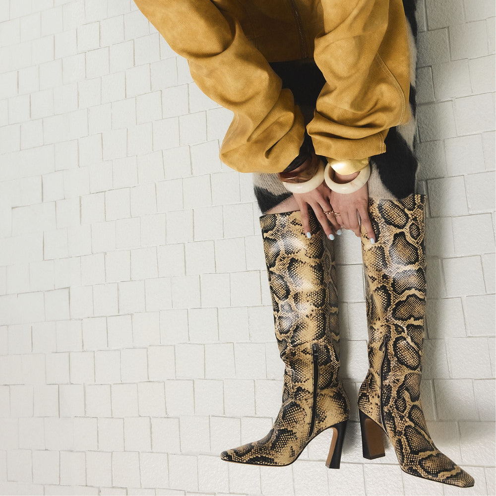 Aldo | Vivienna in Brown Multi - Knee-high boot, Block heel