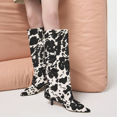 Aldo | Everose in White Black - Knee-high boot, Kitten heel