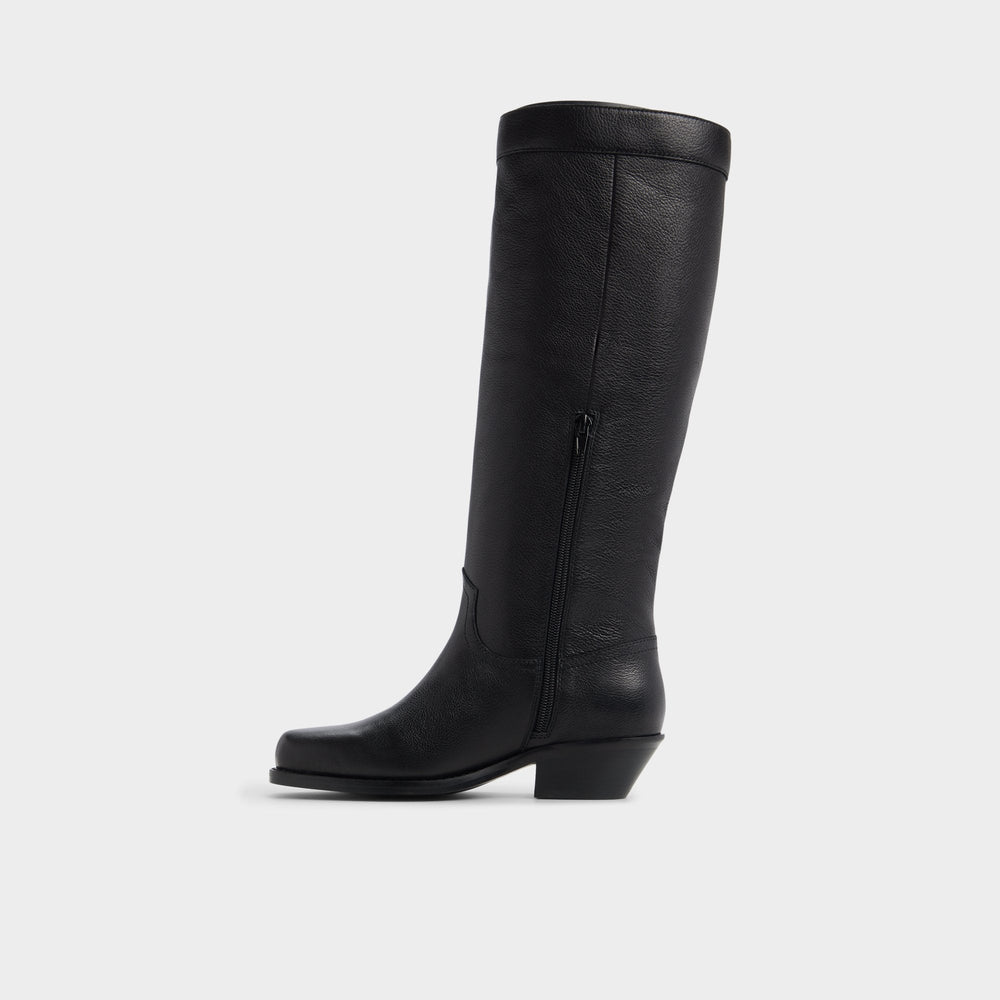 Aldo | Emberlyn in Black - Knee-high western boot, Cup sole
