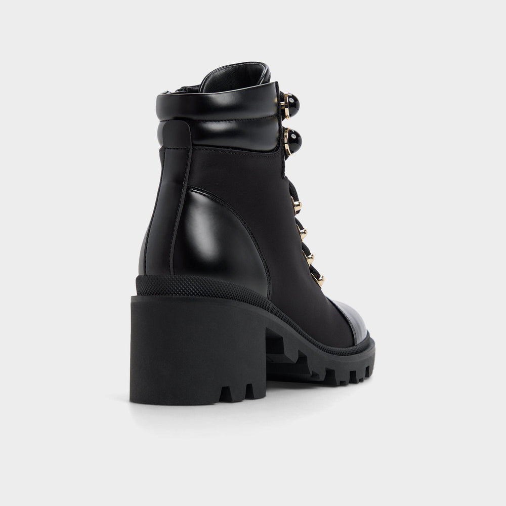 Aldo | Mariettia in Black - Lace-up boot, Lug sole