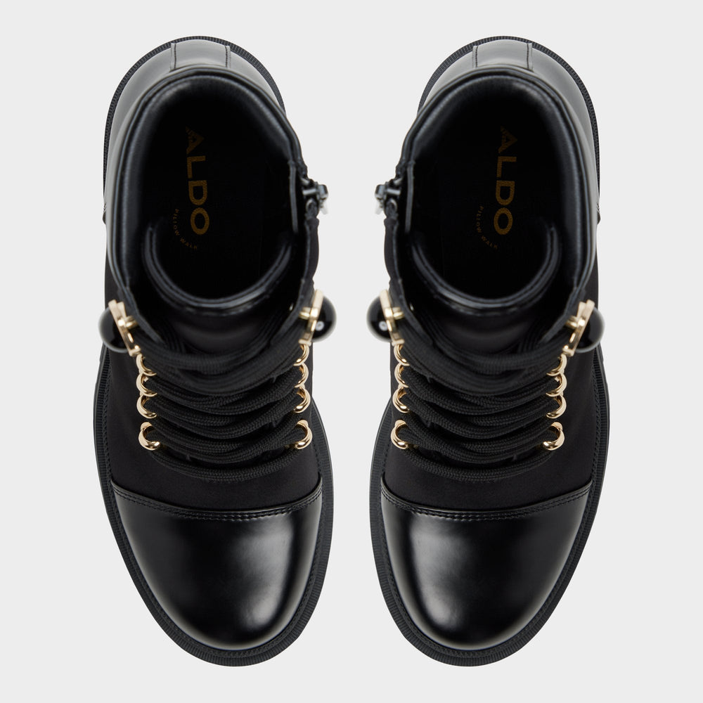 Aldo | Mariettia in Black - Lace-up boot, Lug sole