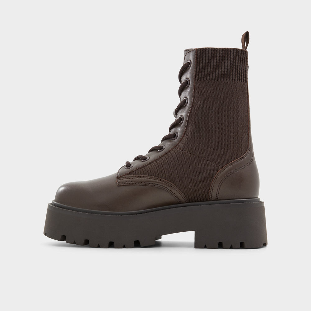 Aldo | Talaleryknit Brown Overflow Women's Combat boots - Combat ankle boot, Brown