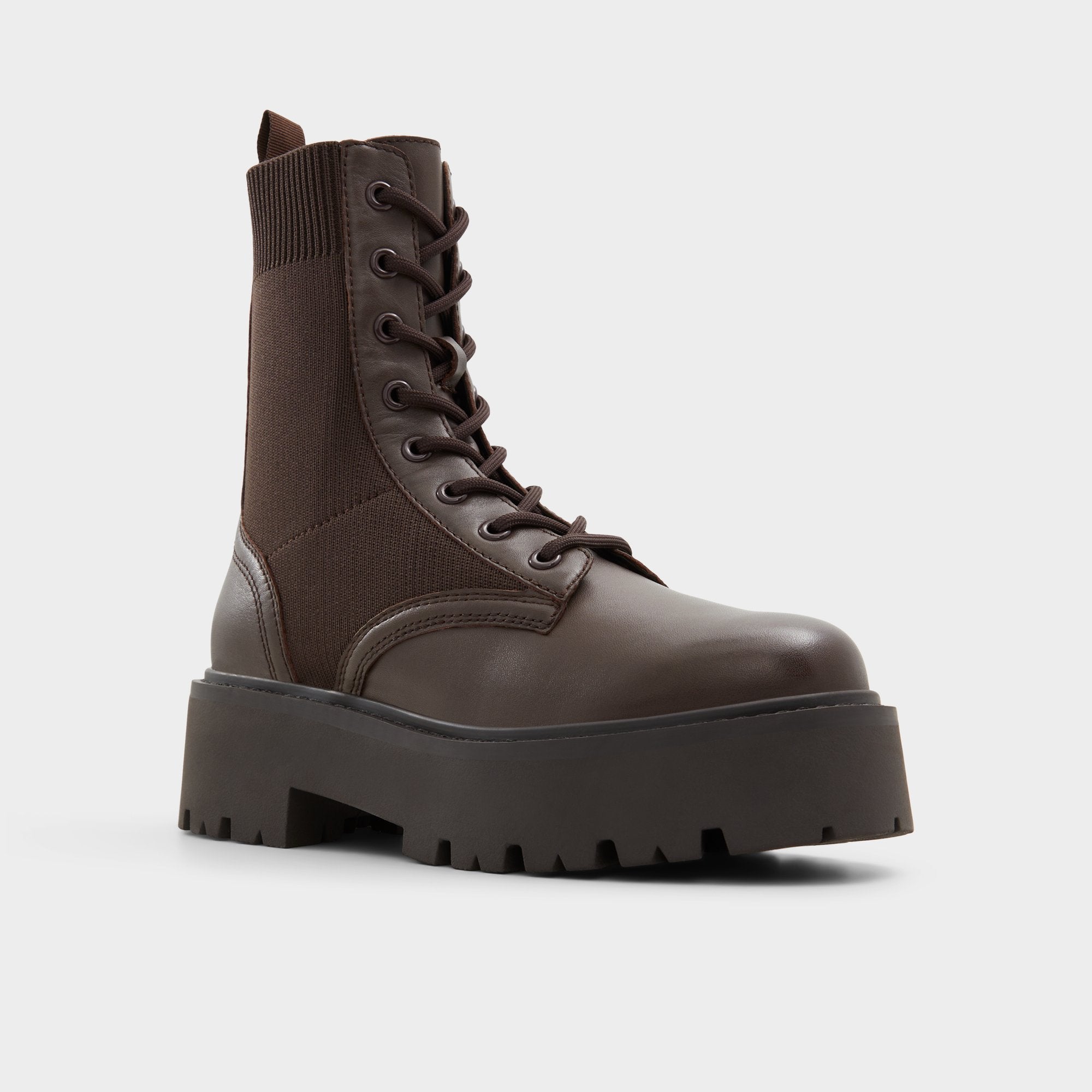Aldo | Talaleryknit Brown Overflow Women's Combat boots - Combat ankle boot, Brown
