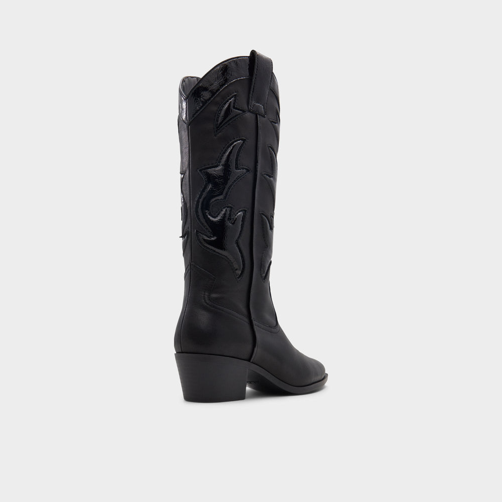 Aldo | Nebraska Black Women's Western - Mid-calf western boot, Block heel