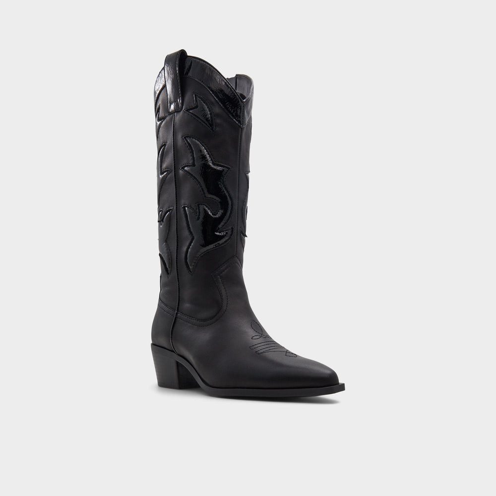 Aldo | Nebraska Black Women's Western - Mid-calf western boot, Block heel