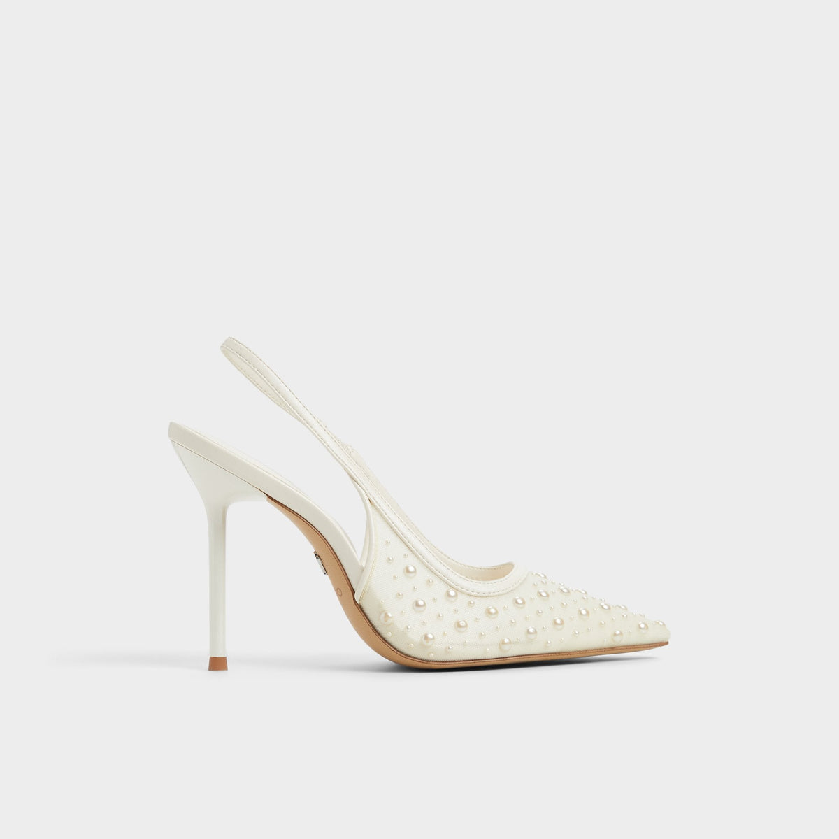 Aldo | Pearlescent Other White Textile Mesh Women's Slingbacks - Slingback heel