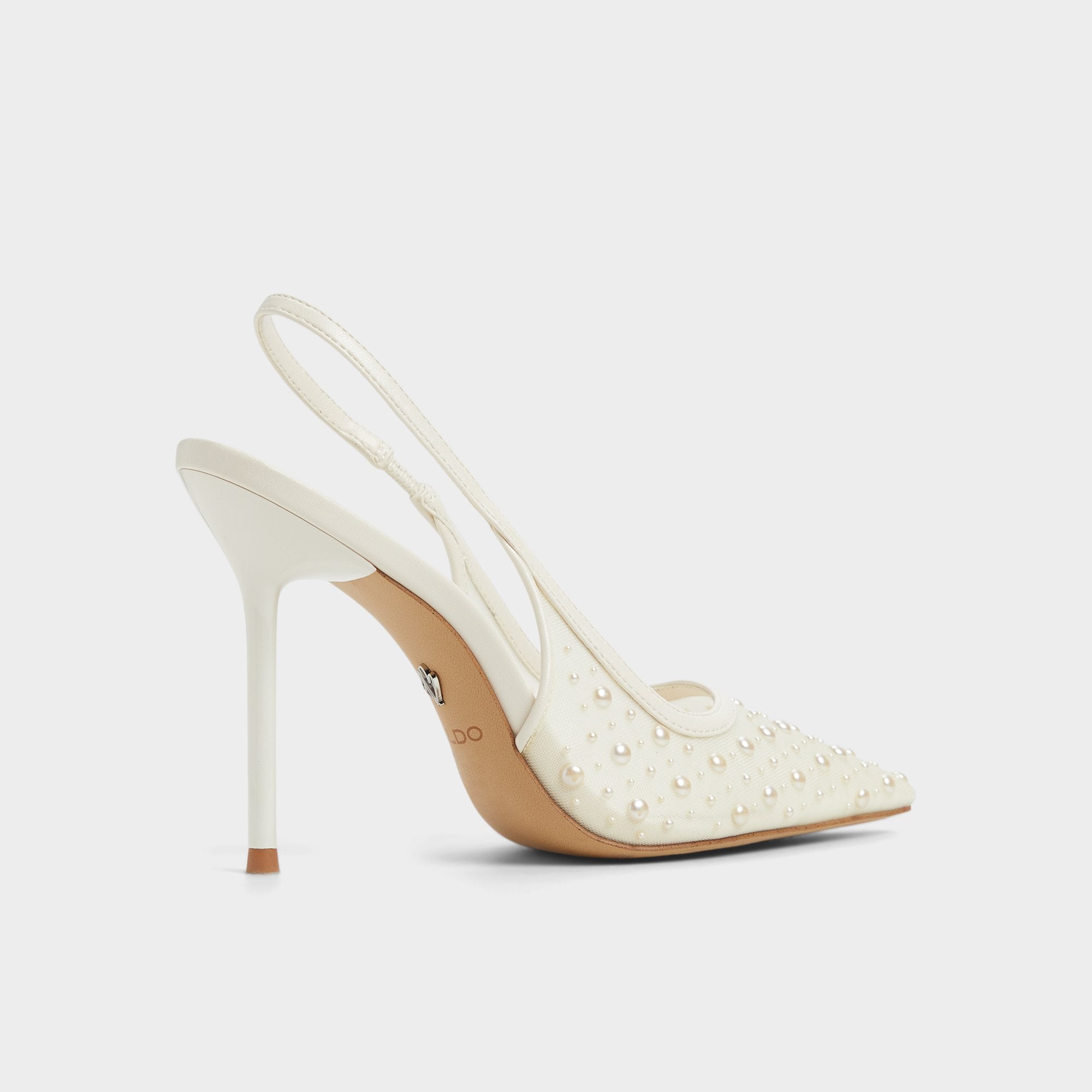 Aldo | Pearlescent Other White Textile Mesh Women's Slingbacks - Slingback heel