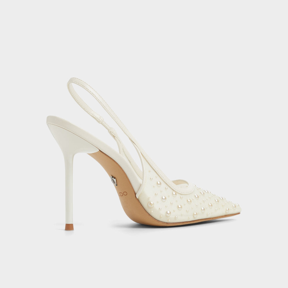 Aldo | Pearlescent Other White Textile Mesh Women's Slingbacks - Slingback heel