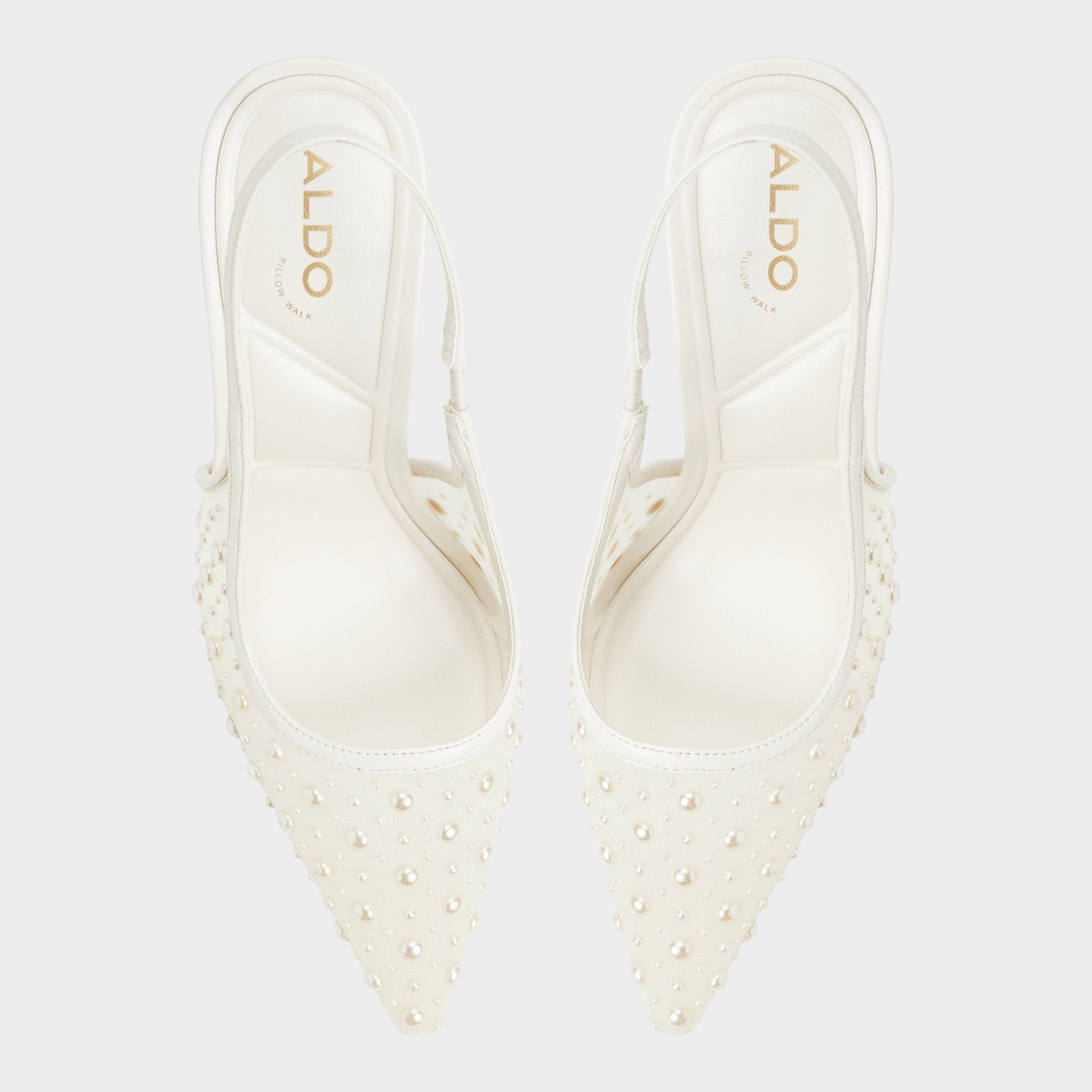 Aldo | Pearlescent Other White Textile Mesh Women's Slingbacks - Slingback heel