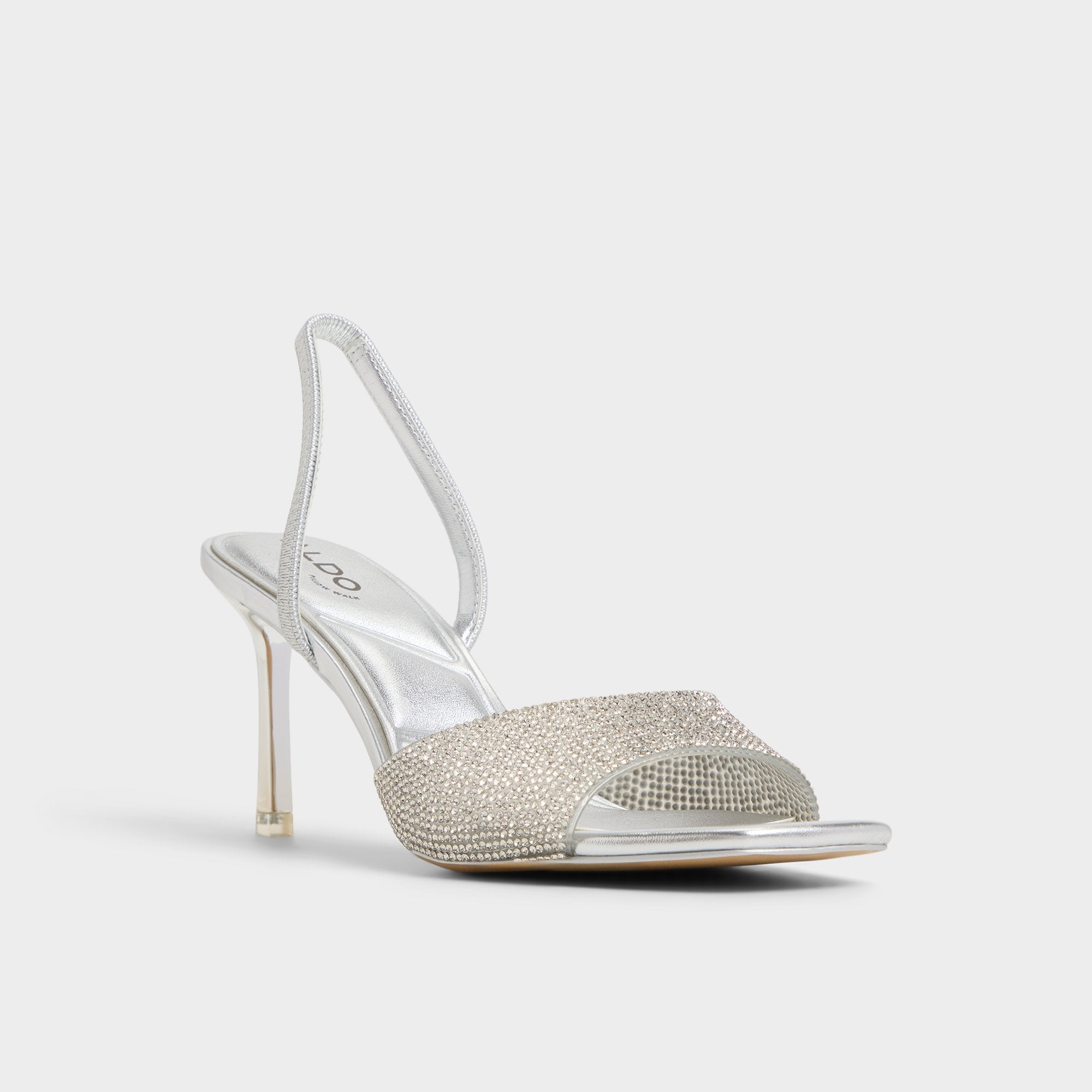 Aldo | Andyana Silver Women's Strappy sandals - Slingback heeled sandal, Stiletto heel