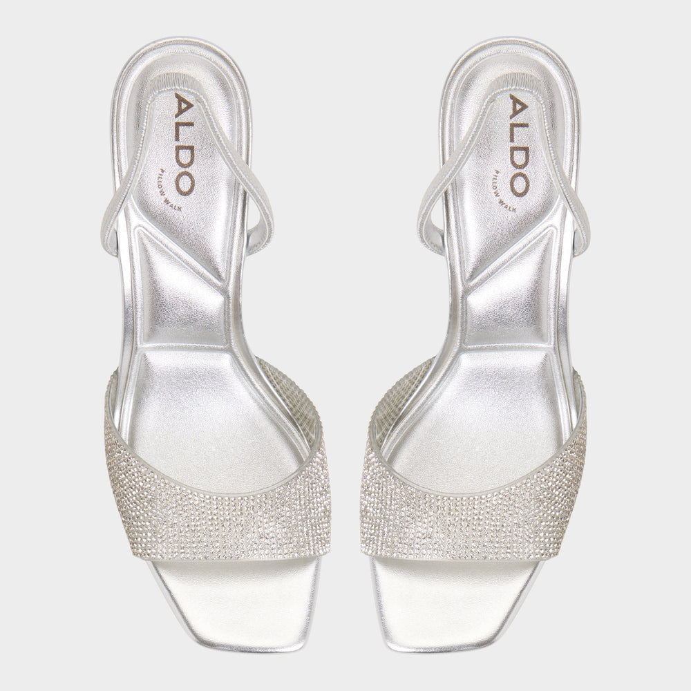 Aldo | Andyana Silver Women's Strappy sandals - Slingback heeled sandal, Stiletto heel
