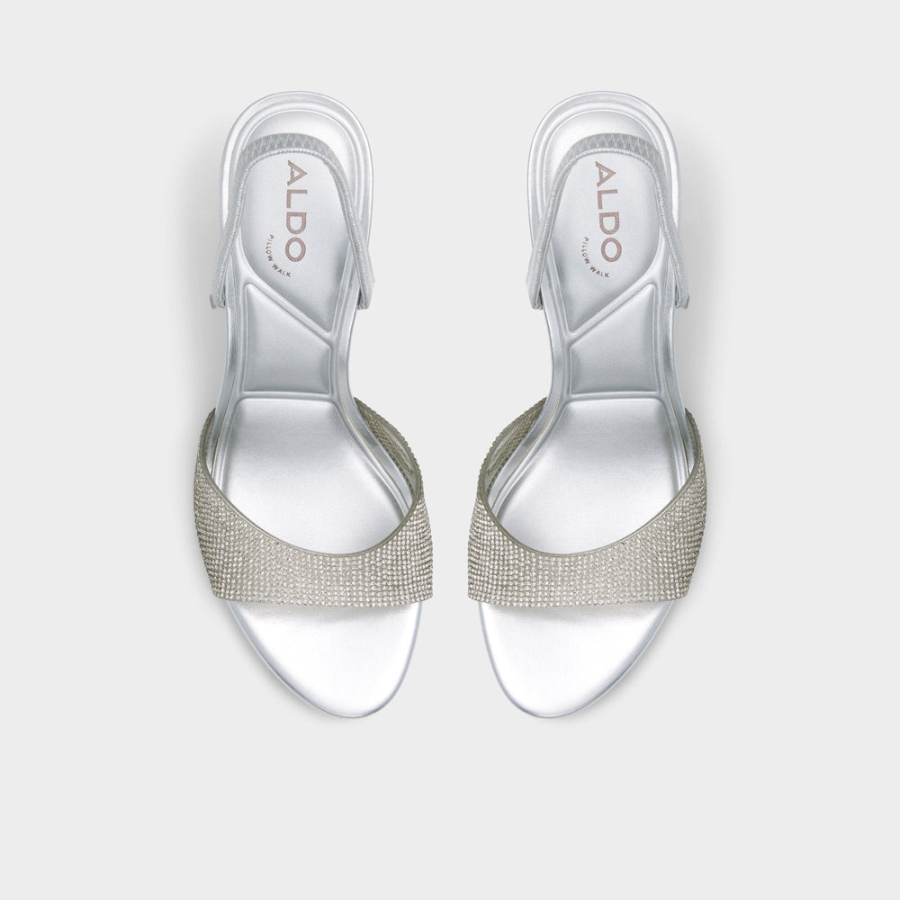Aldo | Aitana Silver Women's Heeled sandals - Slingback heeled sandal, Stiletto heel