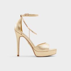 Aldo | Afumeth Gold Women's Platform sandals - Strappy heeled sandal, Stiletto platform