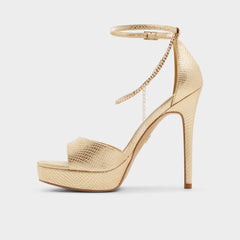 Aldo | Afumeth Gold Women's Platform sandals - Strappy heeled sandal, Stiletto platform