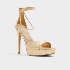 Aldo | Afumeth Gold Women's Platform sandals - Strappy heeled sandal, Stiletto platform