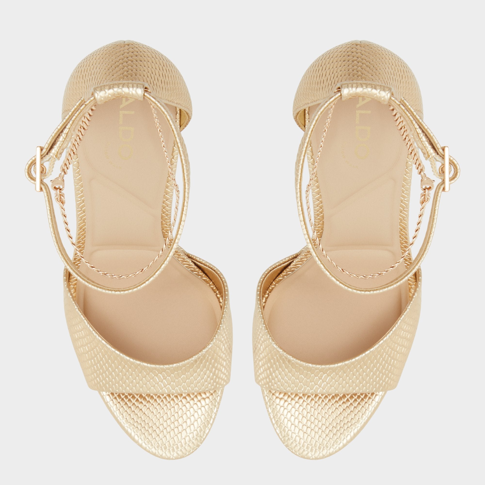 Aldo | Afumeth Gold Women's Platform sandals - Strappy heeled sandal, Stiletto platform
