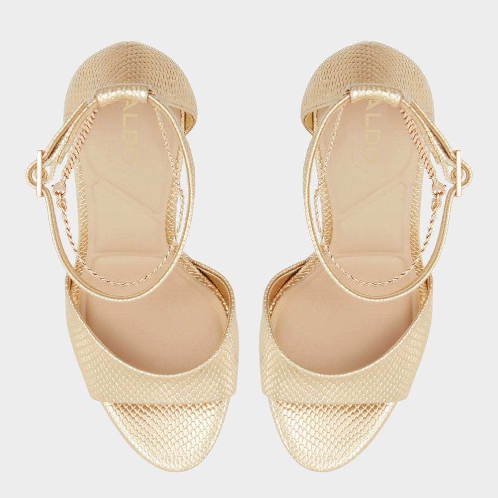 Aldo | Afumeth Gold Women's Platform sandals - Strappy heeled sandal, Stiletto platform