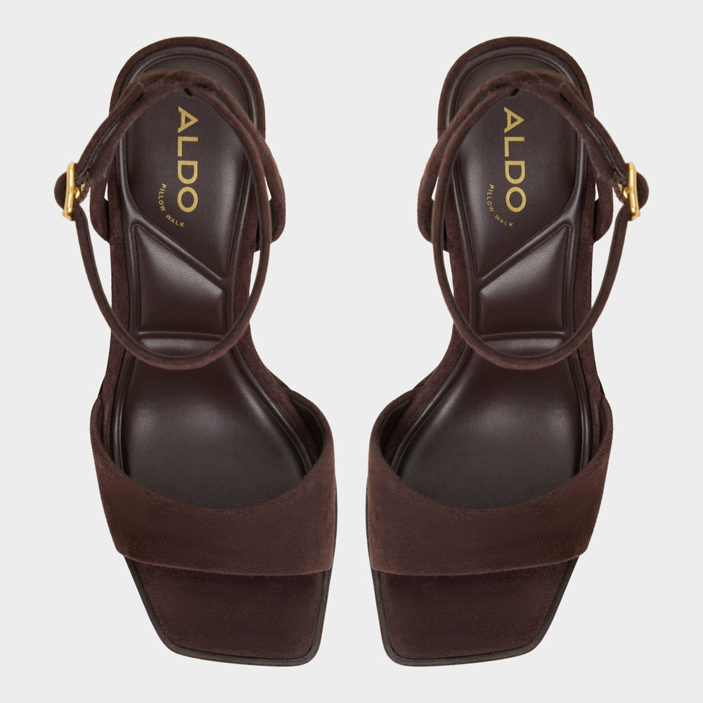 Aldo | Lothon Dark Brown Women's Platform sandals - Strappy heeled sandal, Platform