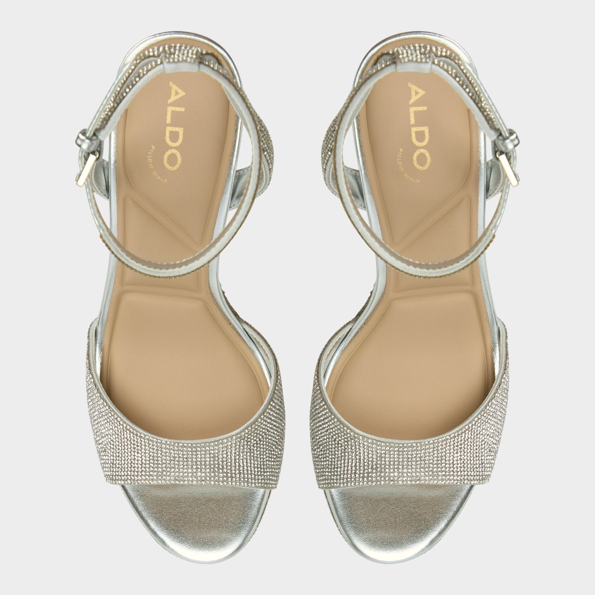 Aldo | Alluring Silver Women's Iridescent metallics - Strappy heeled sandal, Platform