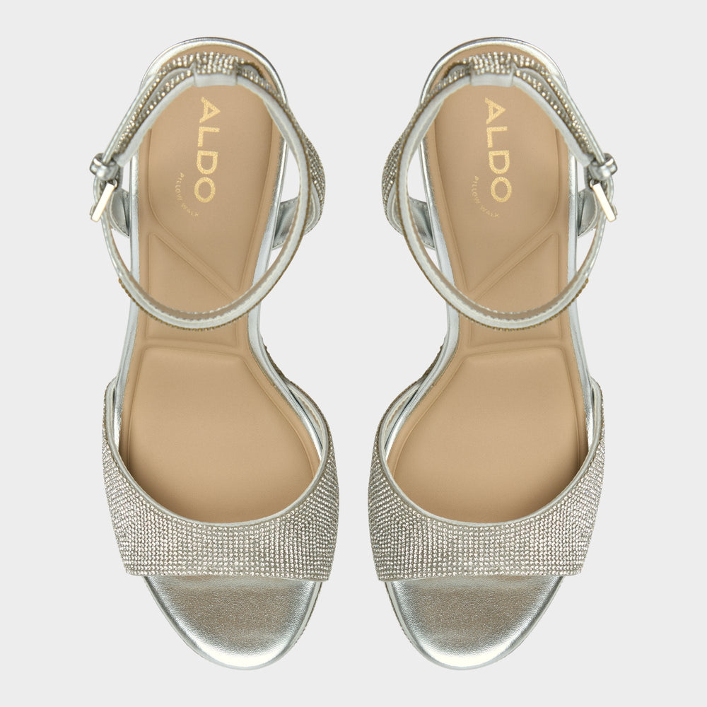 Aldo | Alluring Silver Women's Iridescent metallics - Strappy heeled sandal, Platform