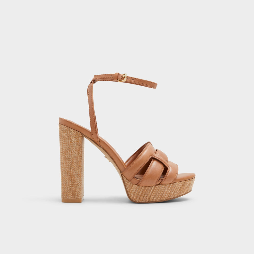 Aldo | Valaberel Medium Brown Women's Platform sandals - Strappy heeled sandal, Platform