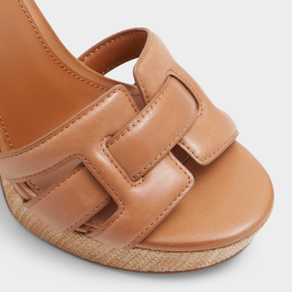 Aldo | Valaberel Medium Brown Women's Platform sandals - Strappy heeled sandal, Platform