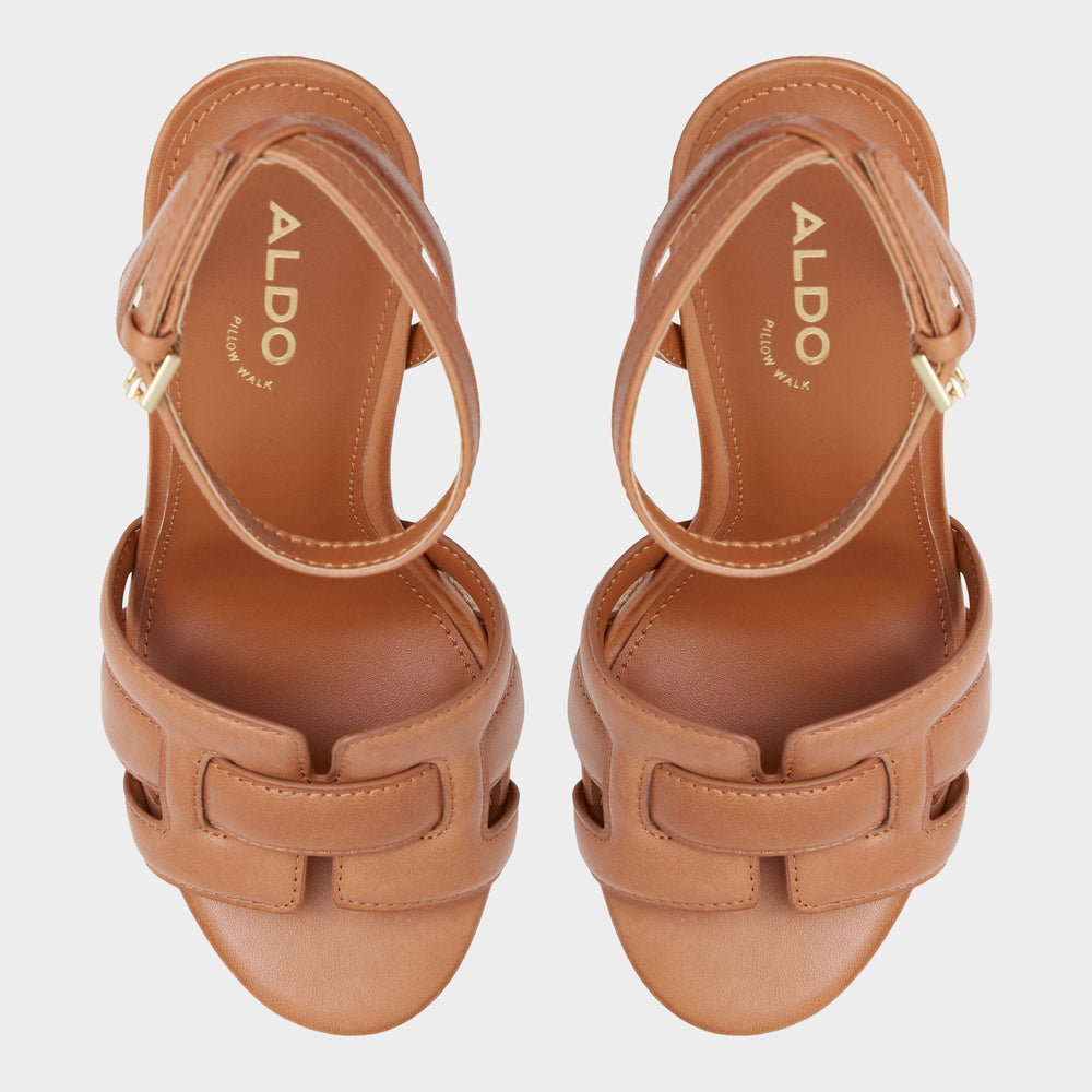 Aldo | Valaberel Medium Brown Women's Platform sandals - Strappy heeled sandal, Platform