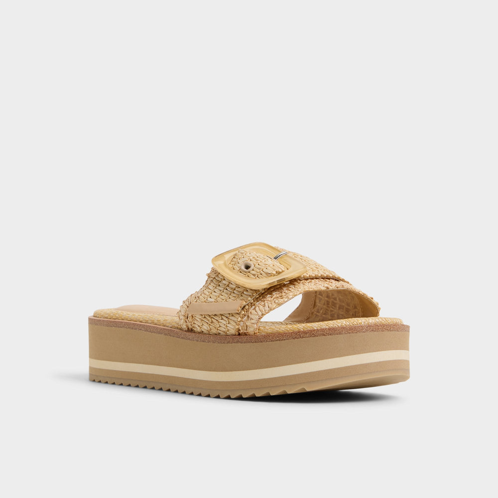 Aldo | Wavynelly Light Beige Women's Flats - Slide sandal, Platform